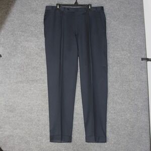 Canali Dress Pants Mens 36 Navy Blue Pleated Cuffed Italian Wool Luxury